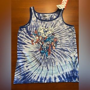 New Boys Marvel Tank- Tie Dye Design- Blue- Size XL and Medium- NWT